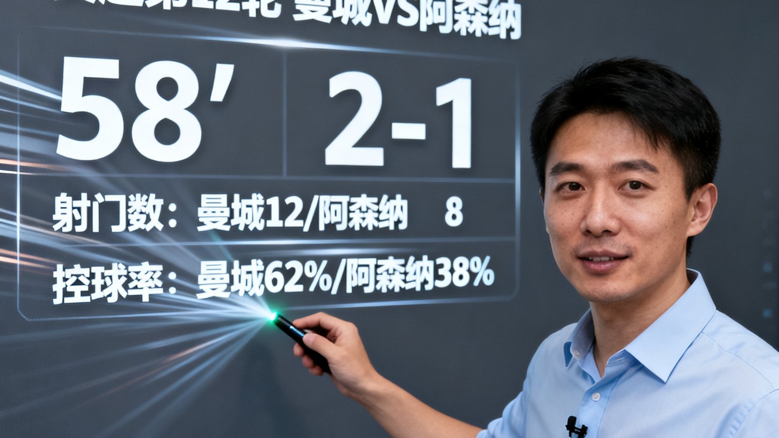 产品经理陈曦，资深足球数据分析师，正在展示实时比分看板